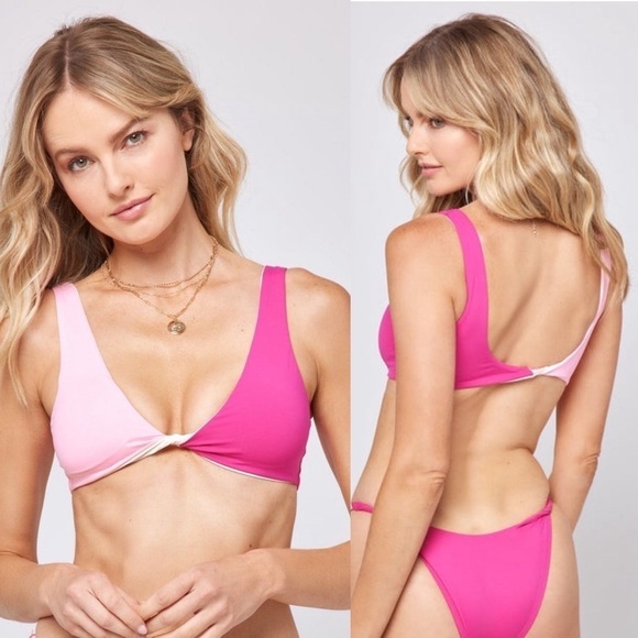 L*Space NWOT Luna Reversible Bikini Top XL Crystal Pink & Bougainvillea - Picture 1 of 10